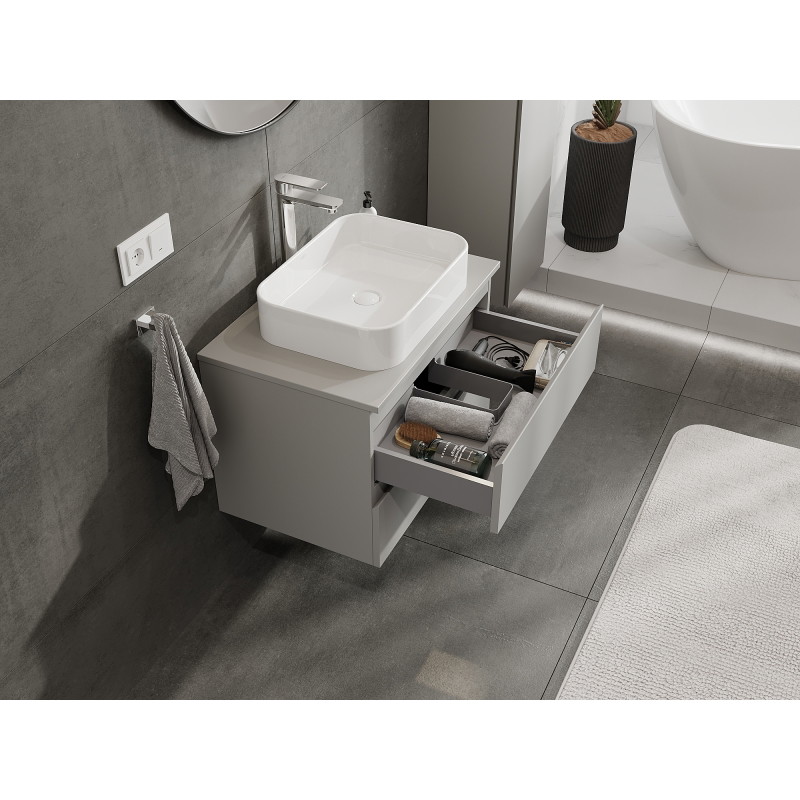 Mexen Orio bathroom cabinet for washbasin 70 cm, 2 drawers, grey matt - 91A10-07047-2-BFF62