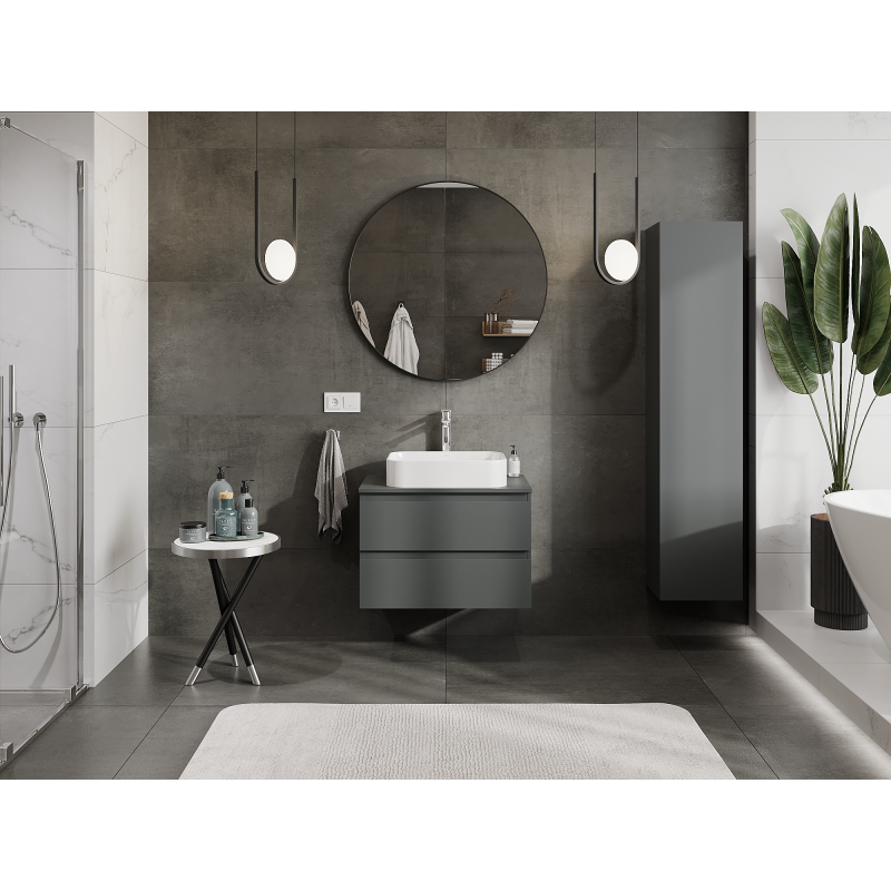 Mexen Orio mobile da bagno sottolavabo 70 cm, 2 cassetti, grafite opaco - 91A10-07047-2-BFF66