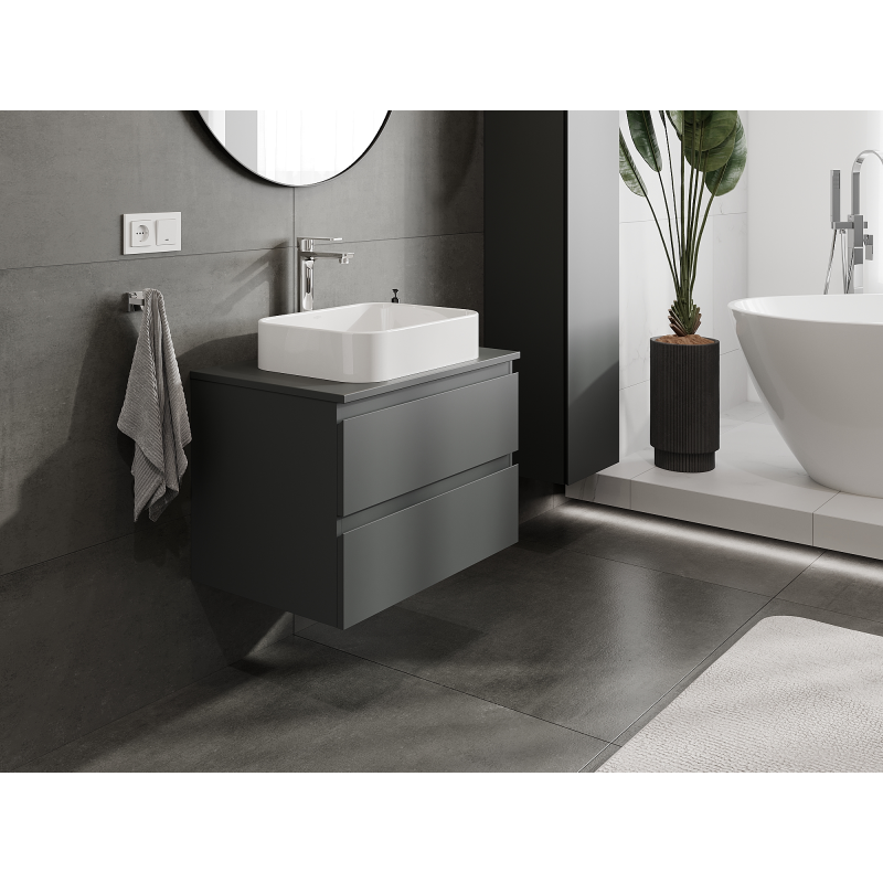 Mexen Orio meuble de salle de bains sous lavabo 70 cm, 2 tiroirs, graphite mat - 91A10-07047-2-BFF66