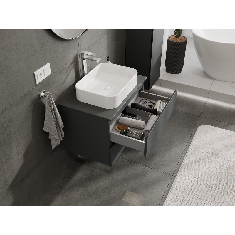 Mexen Orio meuble de salle de bains sous lavabo 70 cm, 2 tiroirs, graphite mat - 91A10-07047-2-BFF66
