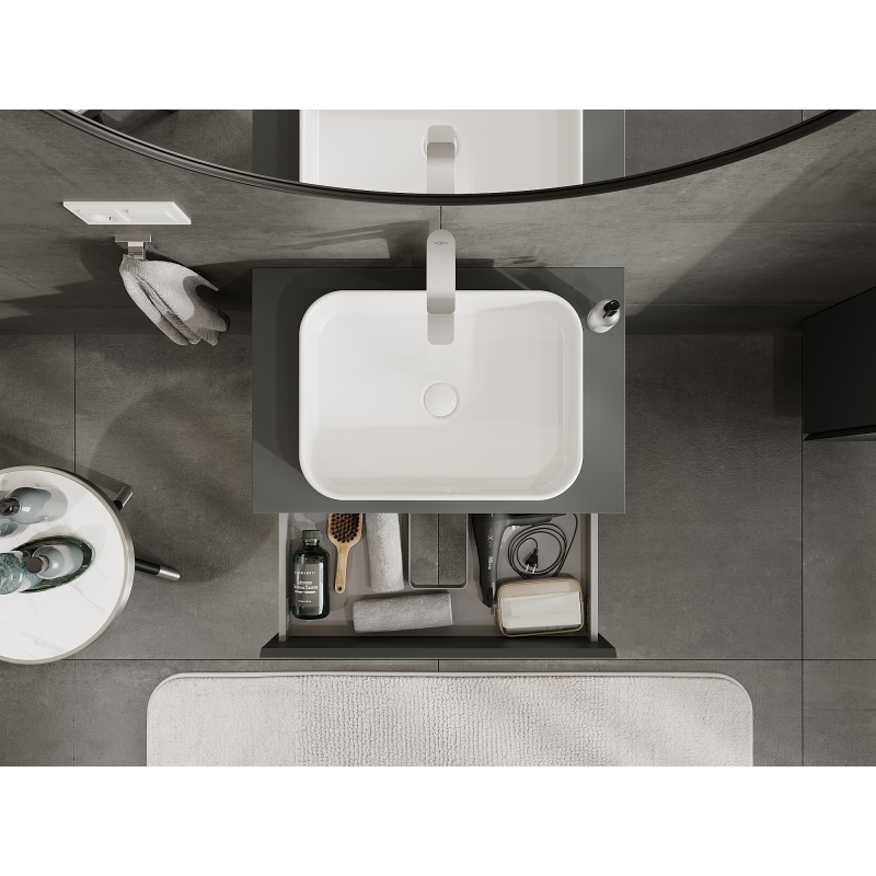 Mexen Orio Badezimmer-Unterschrank 70 cm, 2 Schubladen, Graphit matt - 91A10-07047-2-BFF66