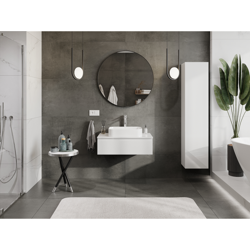 Mexen Orio kopalniška omarica pod umivalnikom 80 cm, 1 predal, bel sijaj - 91A10-08023-1-BF00