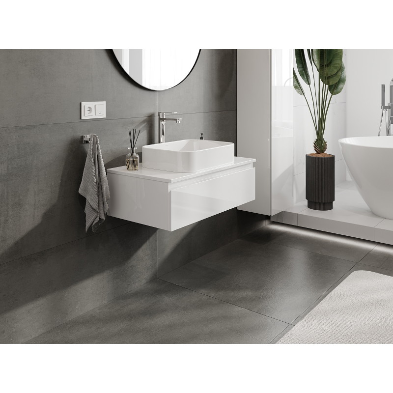 Mexen Orio bathroom vanity unit 80 cm, 1 drawer, white gloss - 91A10-08023-1-BF00