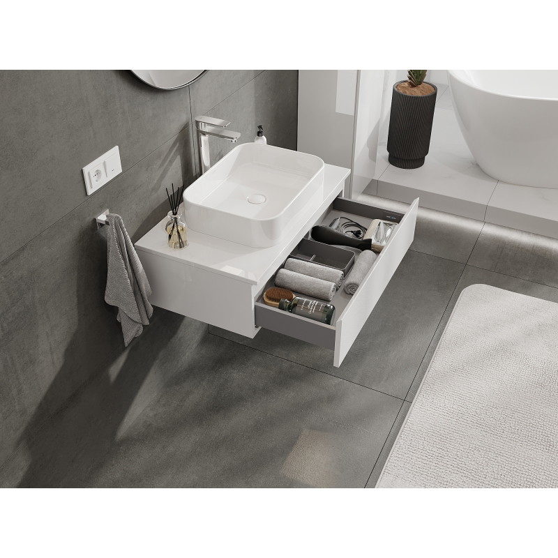Mexen Orio bathroom vanity unit 80 cm, 1 drawer, white gloss - 91A10-08023-1-BF00