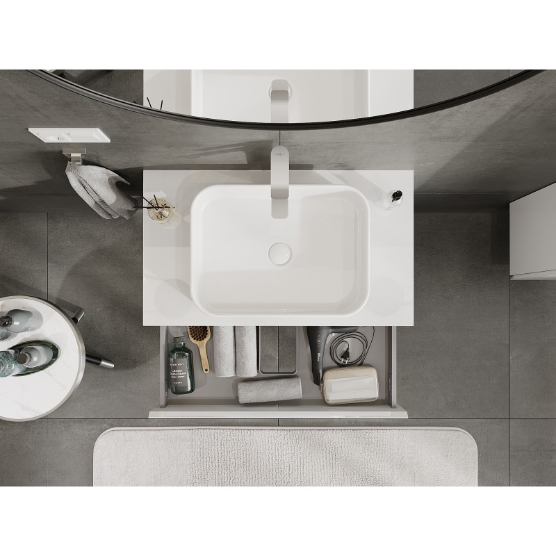 Mexen Orio bathroom vanity unit 80 cm, 1 drawer, white gloss - 91A10-08023-1-BF00