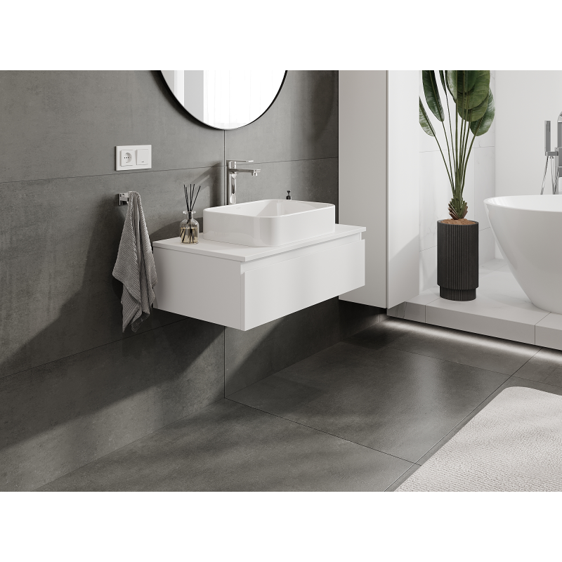 Mexen Orio mobile da bagno sospeso 80 cm, 1 cassetto, bianco opaco - 91A10-08023-1-BF01