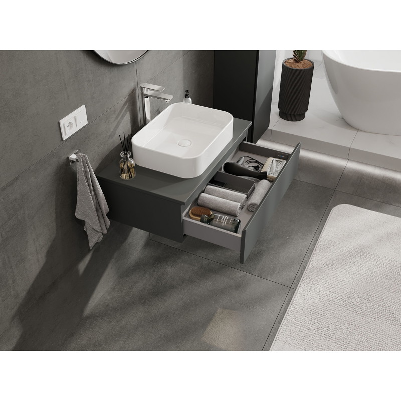 Mexen Orio bathroom cabinet under sink 80 cm, 1 drawer, matte graphite - 91A10-08023-1-BF66