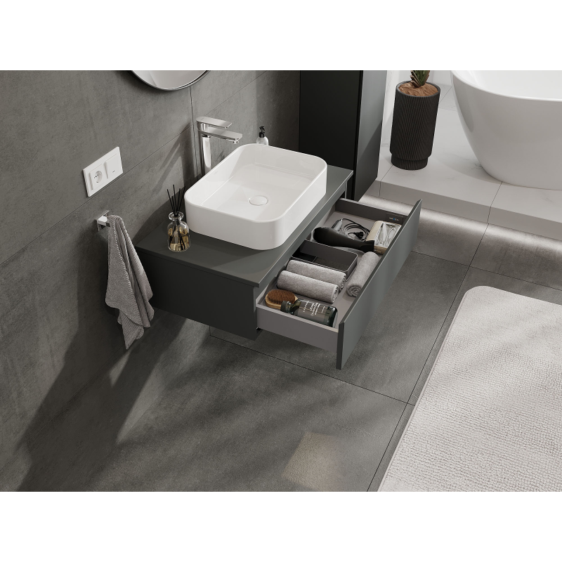 Mexen Orio kopalniška omarica za umivalnik 80 cm, 1 predal, grafitna mat - 91A10-08023-1-BF66