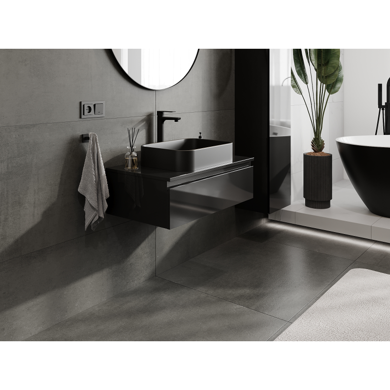 Mexen Orio armoire de salle de bain sous-lavabo 80 cm, 1 tiroir, noir brillant - 91A10-08023-1-BF70