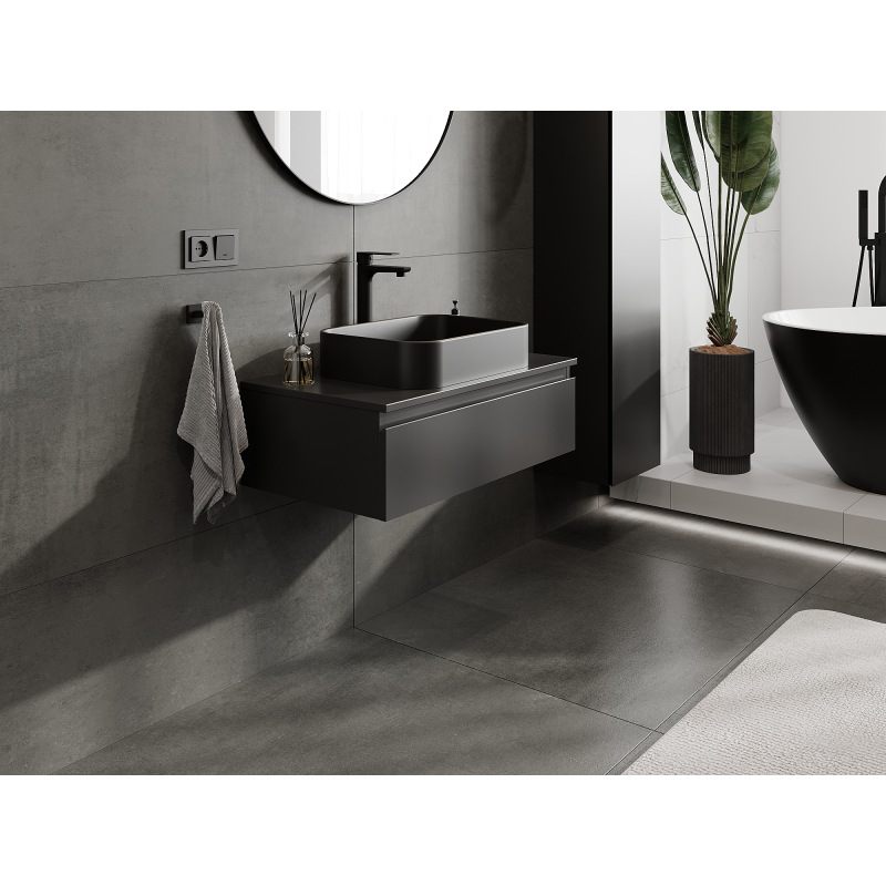 Mexen Orio badkamerkastje voor onder wastafel 80 cm, 1 lade, zwart mat - 91A10-08023-1-BF71