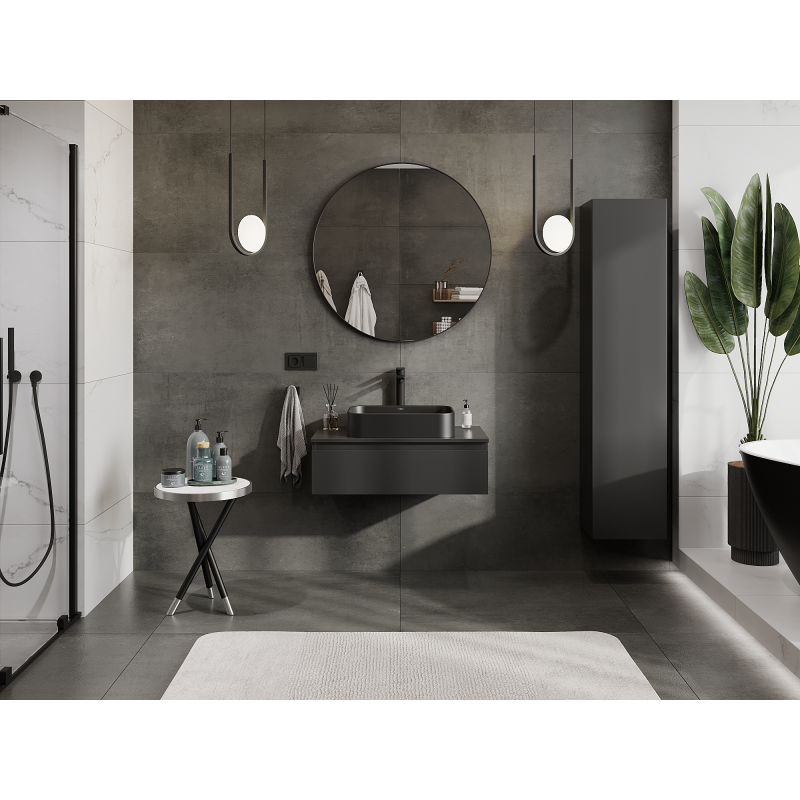 Mexen Orio mueble de baño bajo lavabo de 80 cm, 1 cajón, negro mate - 91A10-08023-1-BF71