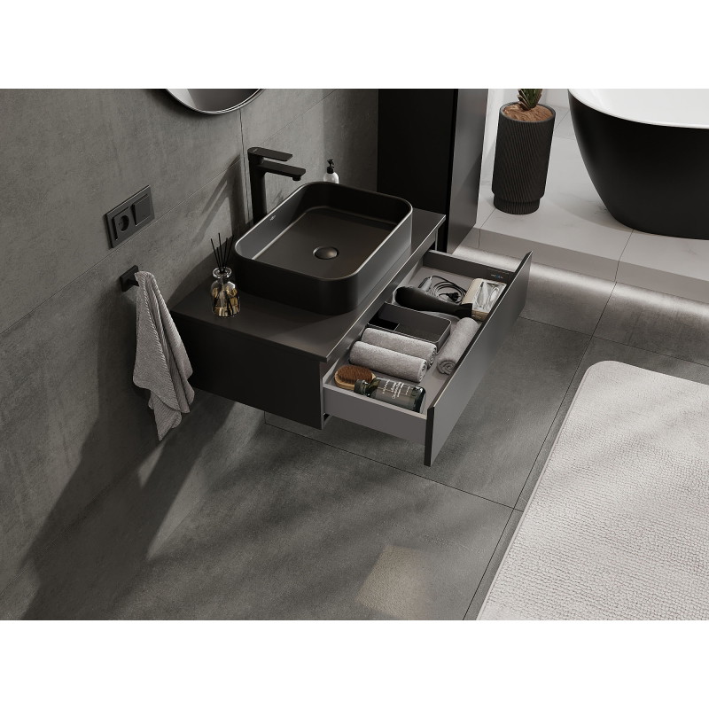 Mexen Orio 80 cm Bathroom Cabinet, 1 Drawer, Matte Black - 91A10-08023-1-BF71