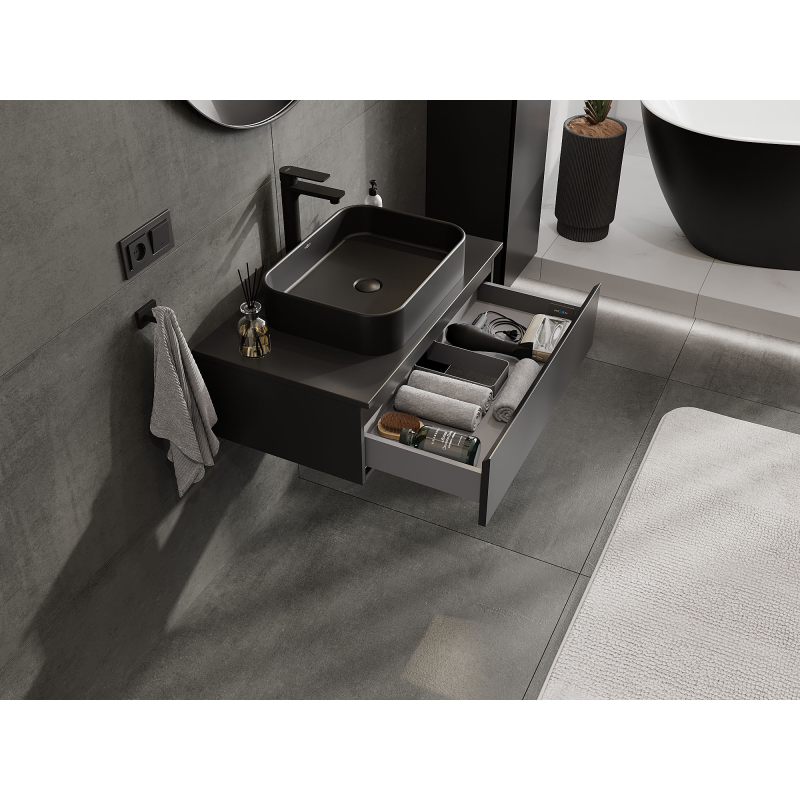 Mexen Orio badkamerkastje voor onder wastafel 80 cm, 1 lade, zwart mat - 91A10-08023-1-BF71