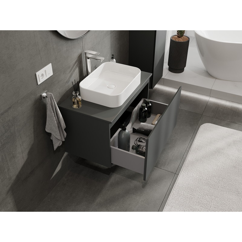 Mexen Orio 80 cm Bathroom Cabinet Under Sink, 1 Drawer, Matt Graphite - 91A10-08047-1-BF66