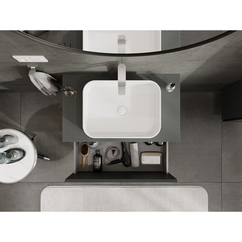 Mexen Orio 80 cm Bathroom Cabinet Under Sink, 1 Drawer, Matt Graphite - 91A10-08047-1-BF66