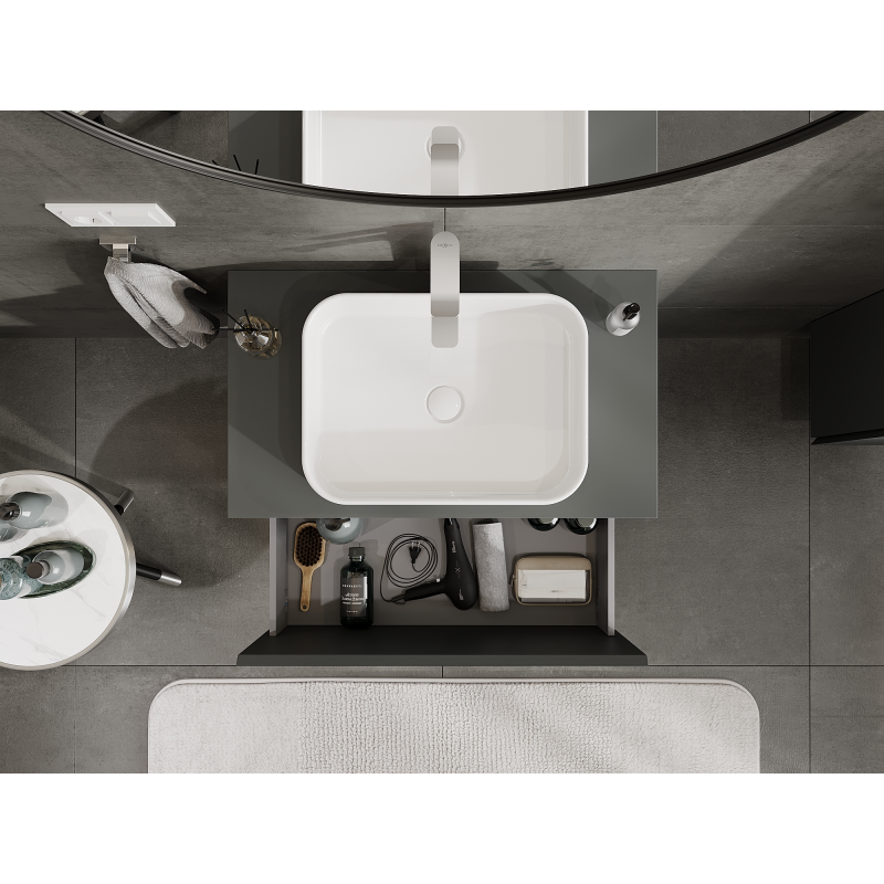 Mexen Orio Badezimmer-Unterschrank 80 cm, 1 Schublade, Graphit matt - 91A10-08047-1-BF66