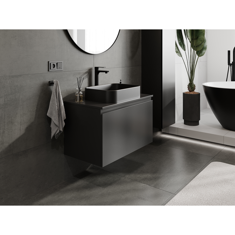 Mexen Orio armario de baño para lavabo 80 cm, 1 cajón, negro mate - 91A10-08047-1-BF71