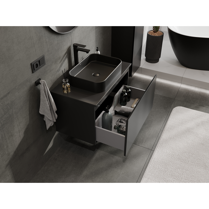 Mexen Orio armoire de salle de bain sous lavabo 80 cm, 1 tiroir, noir mat - 91A10-08047-1-BF71