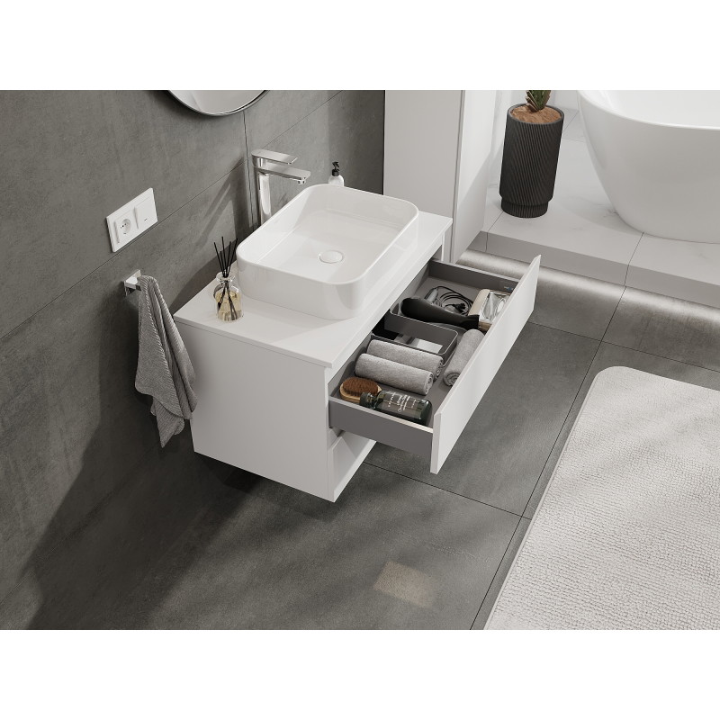 Mexen Orio 80 cm Under-Sink Bathroom Cabinet, 2 Drawers, Matte White - 91A10-08047-2-BFF01