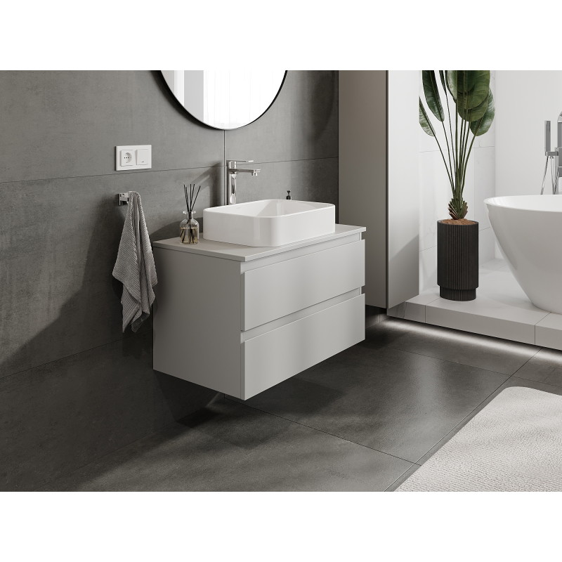 Mexen Orio bathroom cabinet under sink 80 cm, 2 drawers, grey matte - 91A10-08047-2-BFF62