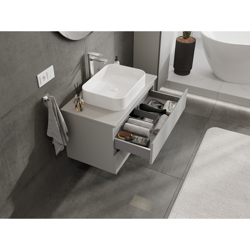 Mexen Orio bathroom cabinet under sink 80 cm, 2 drawers, grey matte - 91A10-08047-2-BFF62
