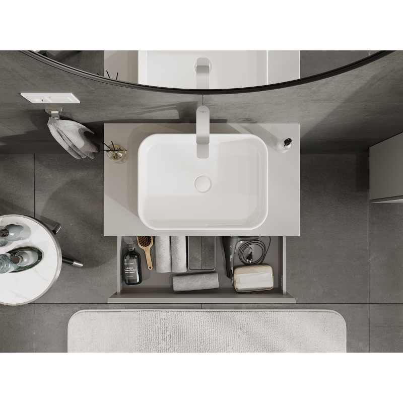 Mexen Orio Badezimmerschrank mit Waschbecken 80 cm, 2 Schubladen, Grau Matt - 91A10-08047-2-BFF62