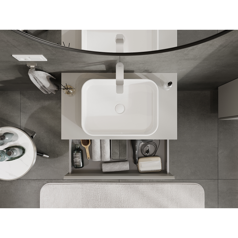 Mexen Orio vannas istabas izlietnes skapītis 80 cm, 2 atvilktnes, pelēks matēts - 91A10-08047-2-BFF62