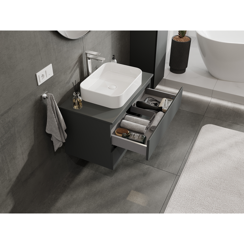 Mexen Orio Badezimmer-Unterschrank 80 cm, 2 Schubladen, Mattgraphit - 91A10-08047-2-BFF66