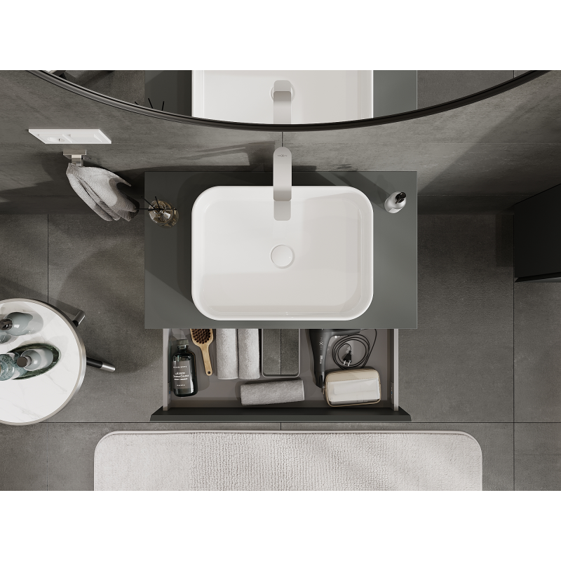 Mexen Orio armário de casa de banho sob o lavatório 80 cm, 2 gavetas, grafite mate - 91A10-08047-2-BFF66