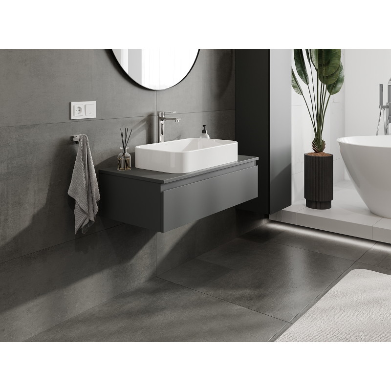 Mexen Orio bathroom cabinet for washbasin 90 cm, 1 drawer, matte graphite - 91A10-09023-1-BF66