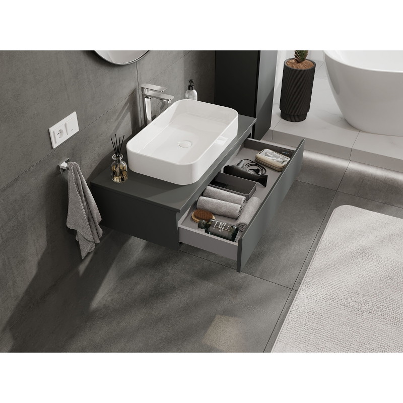 Mexen Orio bathroom cabinet for washbasin 90 cm, 1 drawer, matte graphite - 91A10-09023-1-BF66