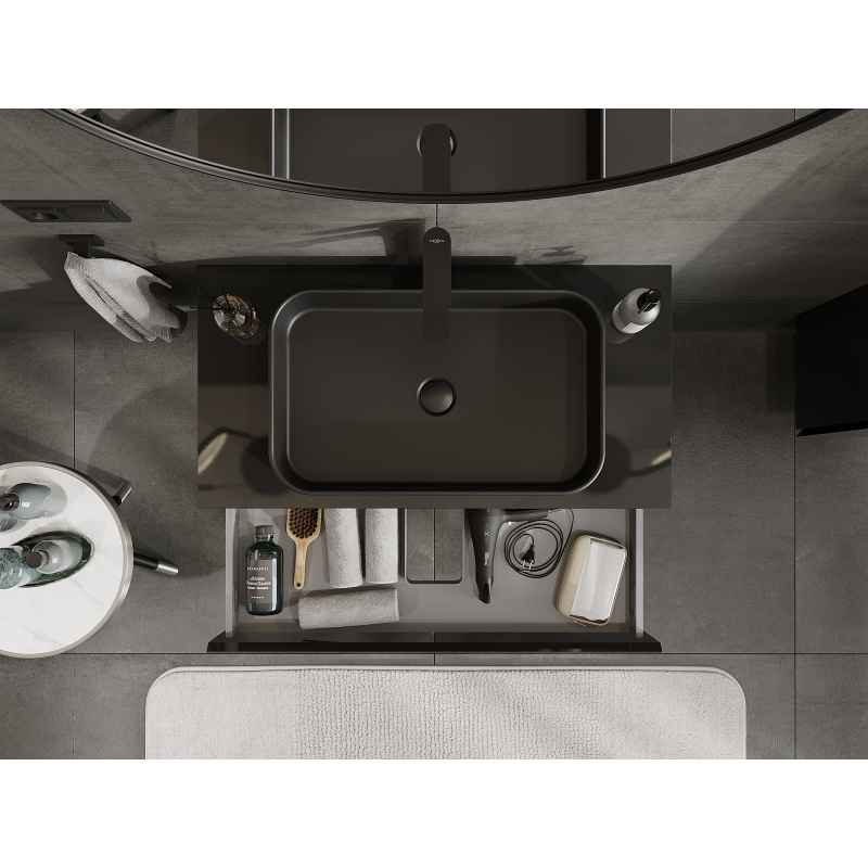 Mexen Orio armadietto da bagno sottolavabo 90 cm, 1 cassetto, nero lucido - 91A10-09023-1-BF70