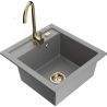 Mexen Vito fregadero de granito de 1 seno con grifo de cocina Telma, gris - 6503-71-670200-50