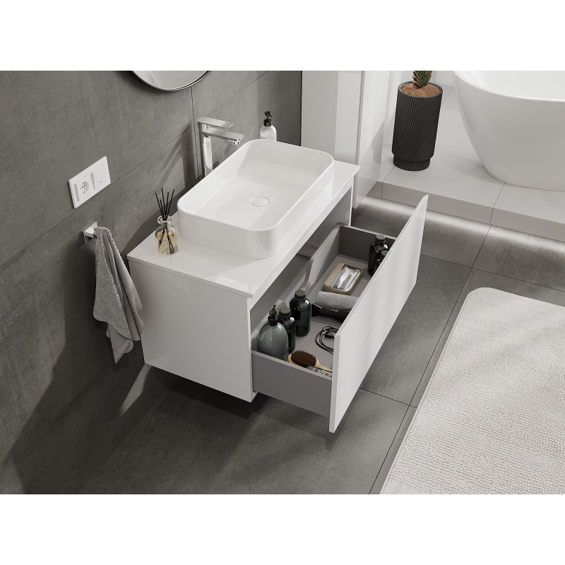 Mexen Orio bathroom cabinet under the sink 90 cm, 1 drawer, white gloss - 91A10-09047-1-BF00