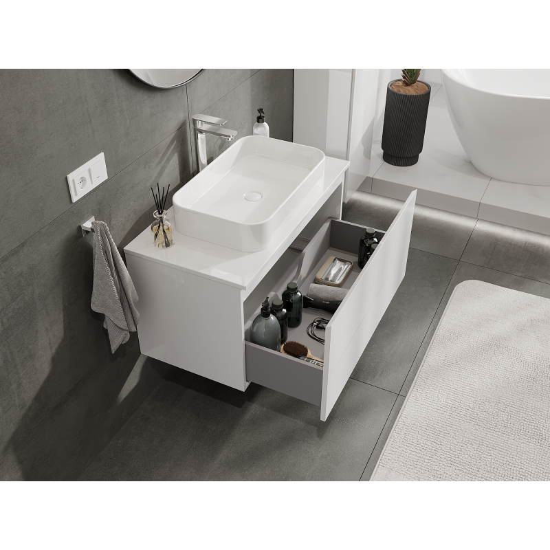 Mexen Orio kylpyhuonekaappi, pesualtaan alle, 90 cm, 1 laatikko, valkoinen kiiltävä - 91A10-09047-1-BF00
