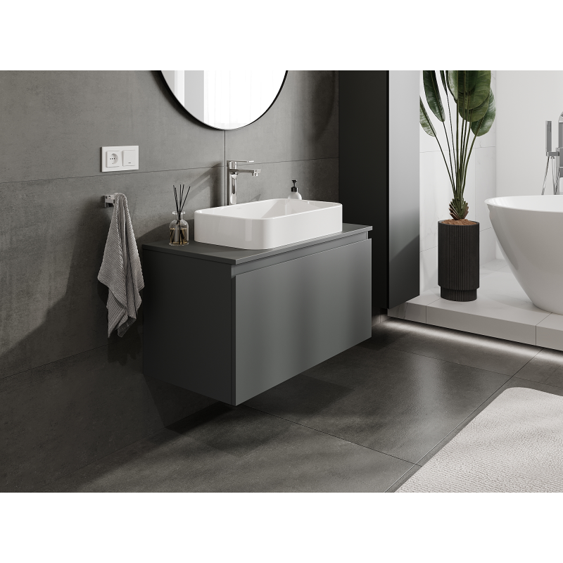 Mexen Orio armoire de salle de bain sous lavabo 90 cm, 1 tiroir, graphite mat - 91A10-09047-1-BF66