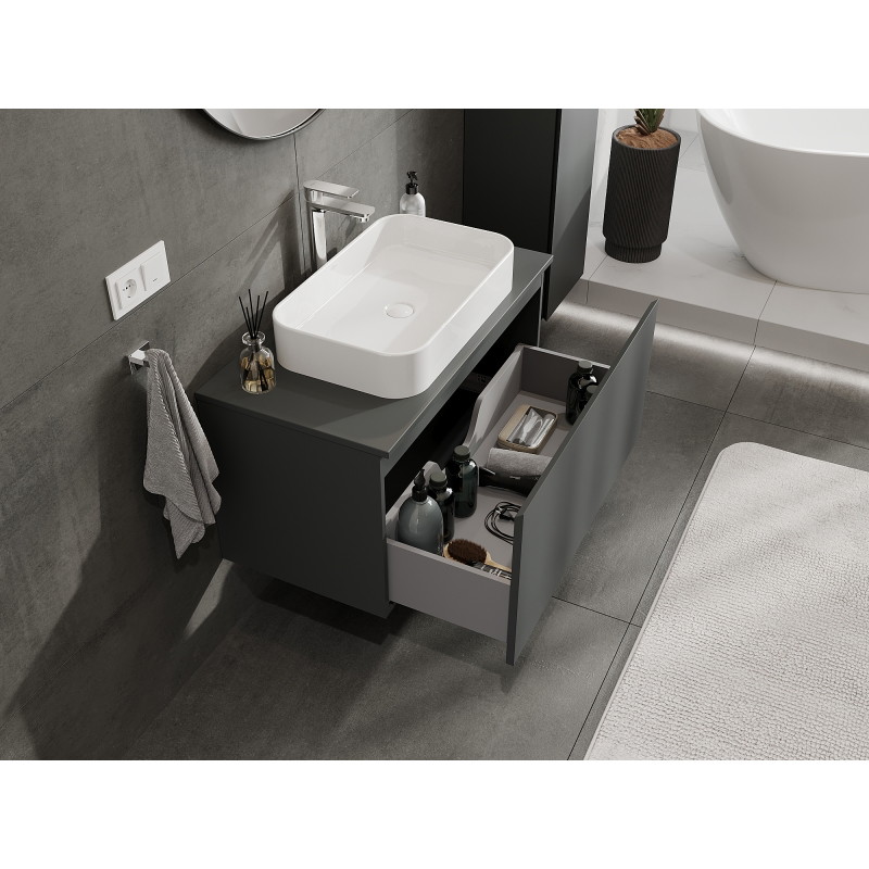 Mexen Orio bathroom cabinet under-sink 90 cm, 1 drawer, matte graphite - 91A10-09047-1-BF66