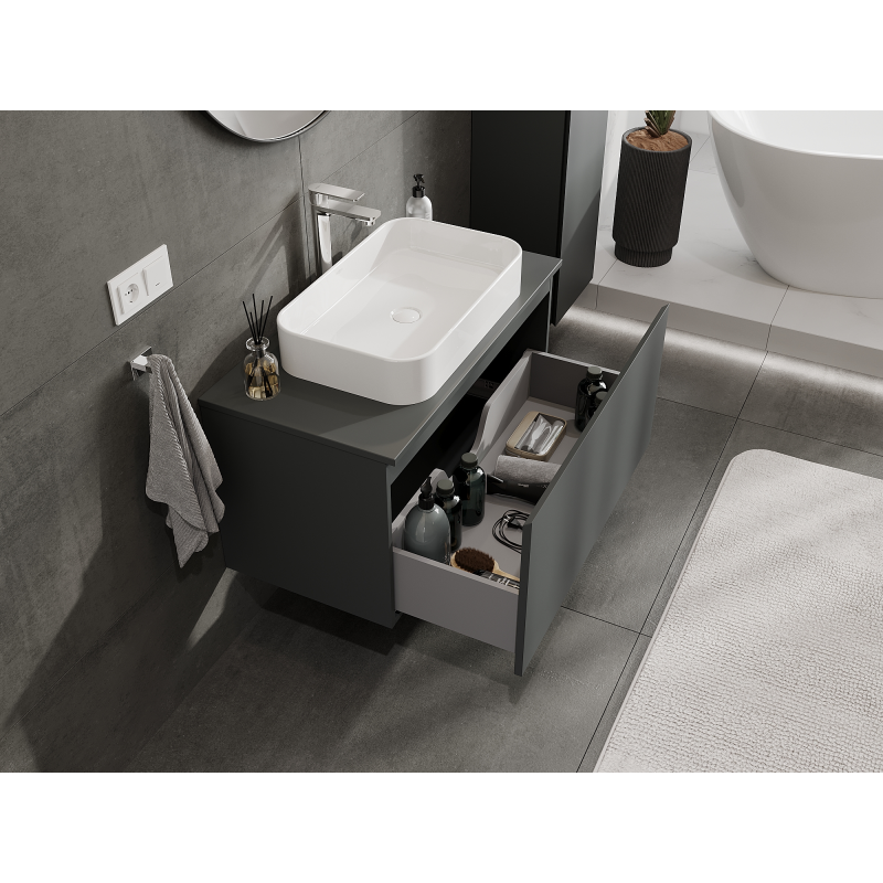 Mexen Orio ντουλάπι μπάνιου για νιπτήρα 90 cm, 1 συρτάρι, ματ γραφίτης