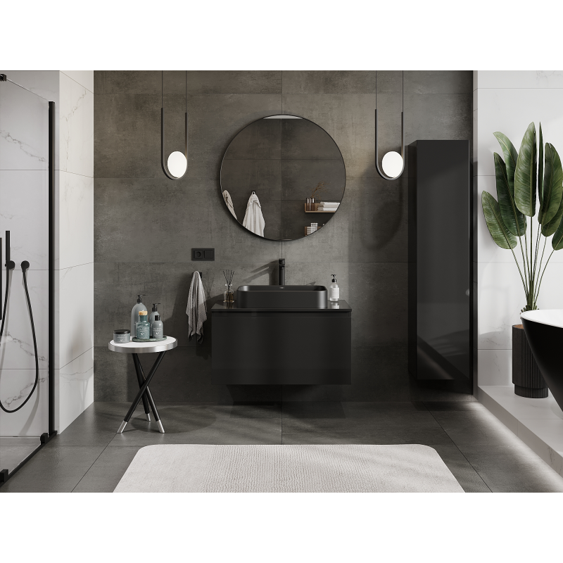 Mexen Orio Badezimmer-Unterschrank 90 cm, 1 Schublade, schwarz glänzend - 91A10-09047-1-BF70