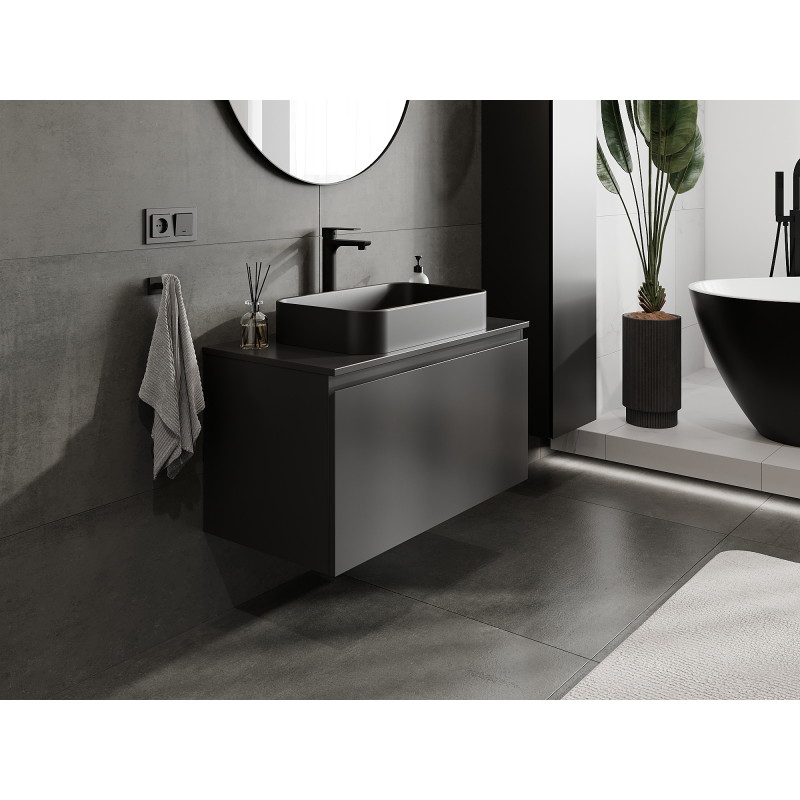 Mexen Orio 90 cm Bathroom Cabinet, 1 Drawer, Black Matte - 91A10-09047-1-BF71