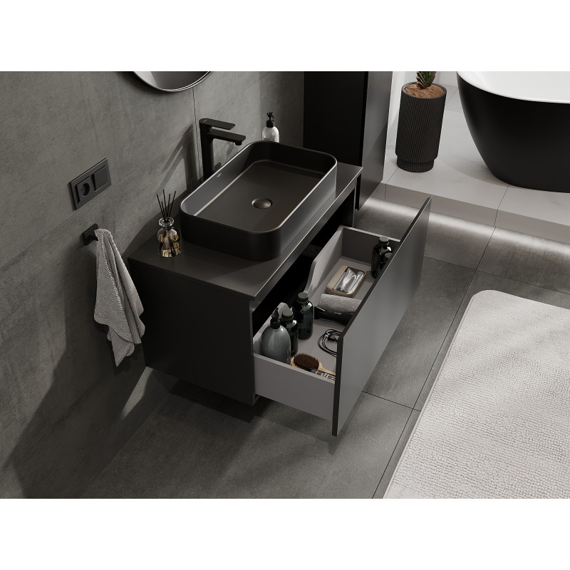 Mexen Orio 90 cm Bathroom Cabinet, 1 Drawer, Black Matte - 91A10-09047-1-BF71