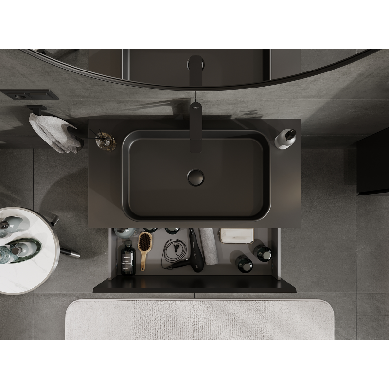 Mexen Orio kopalniška omarica pod umivalnikom 90 cm, 1 predal, črn mat - 91A10-09047-1-BF71