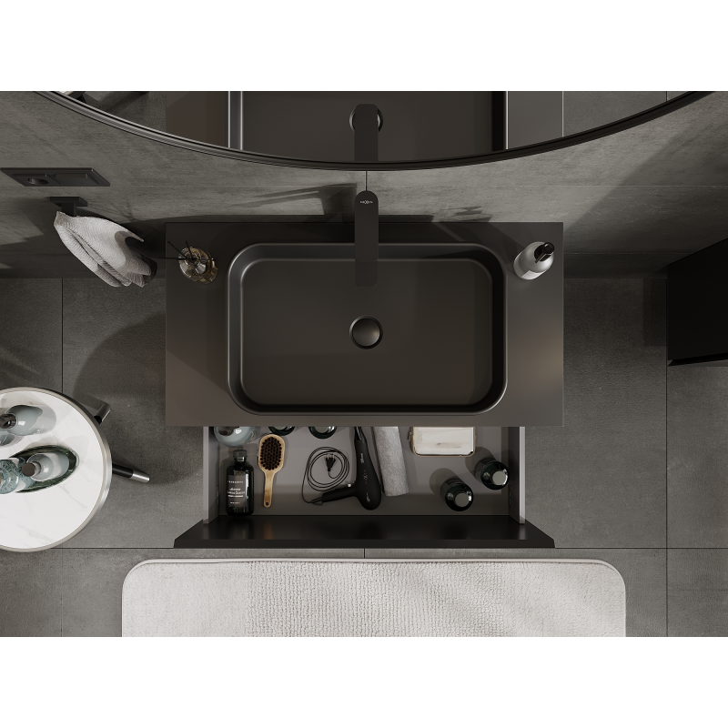Mexen Orio kylpyhuonekaappi pesualtaan alle 90 cm, 1 laatikko, musta matta - 91A10-09047-1-BF71