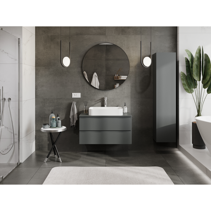 Mexen Orio gabinete de baño bajo lavabo 90 cm, 2 cajones, grafito mate - 91A10-09047-2-BFF66