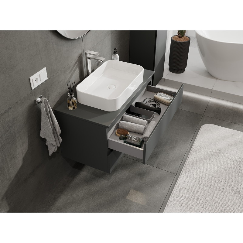 Mexen Orio bathroom cabinet under sink 90 cm, 2 drawers, matte graphite - 91A10-09047-2-BFF66