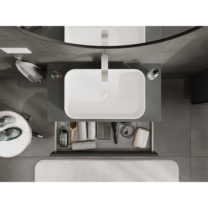 Mexen Orio bathroom cabinet under sink 90 cm, 2 drawers, matte graphite - 91A10-09047-2-BFF66