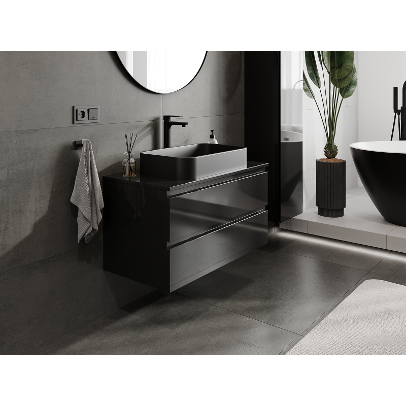 Mexen Orio ντουλάπι μπάνιου κάτω από νιπτήρα 90 εκ., 2 συρτάρια, μαύρο