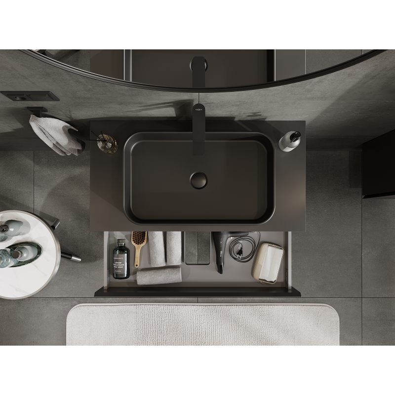 Mexen Orio kopalniška omarica za umivalnik 90 cm, 2 predala, črna mat - 91A10-09047-2-BFF71