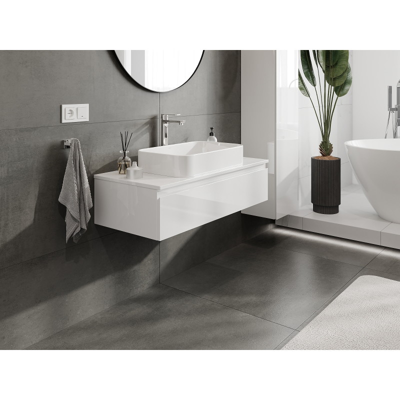 Mexen Orio 100 cm bathroom cabinet, 1 drawer, white gloss - 91A10-10023-1-BF00