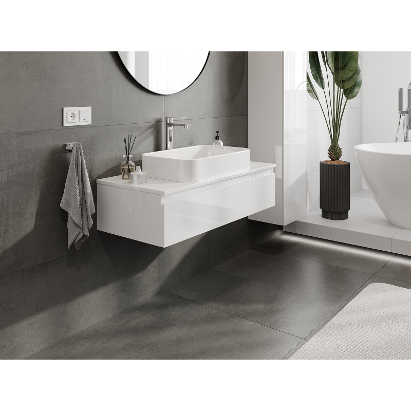 Mexen Orio Meuble de Salle de Bain sous lavabo 100 cm, 1 tiroir, blanc brillant - 91A10-10023-1-BF00